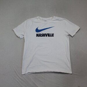 Nike Men White Tee Shirt Nashville Running Athletic Cut Size Large